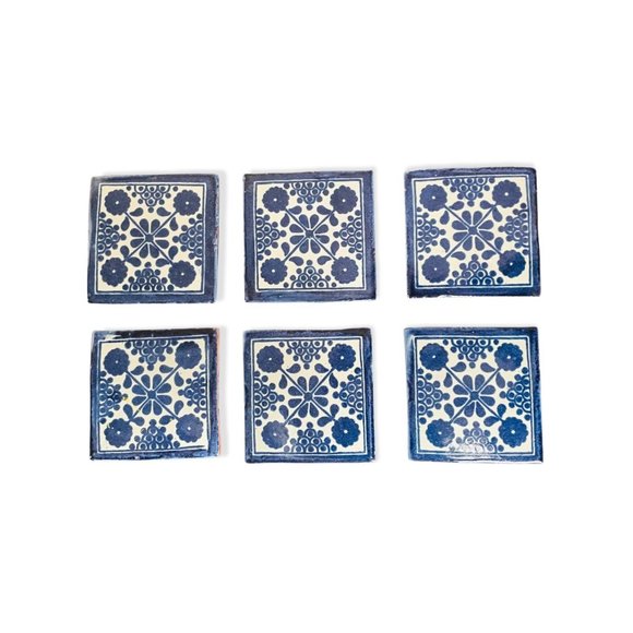 Tiles Artisan Terra Cotta Handmade Glazed Set of 6 - Picture 7 of 12